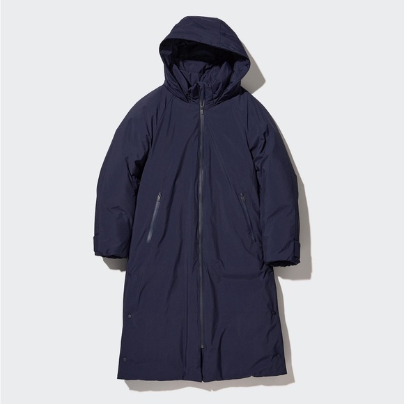 Uniqlo ultra warm hybrid down long coat navy small - Picture 1 of 10